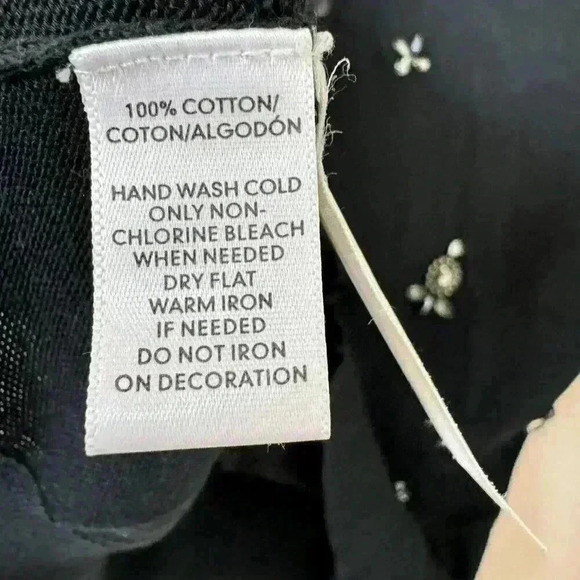 Ann Taylor Loft Cotton Cardigan Sweater Black with Gemstone Accents Medium - Picture 5 of 6